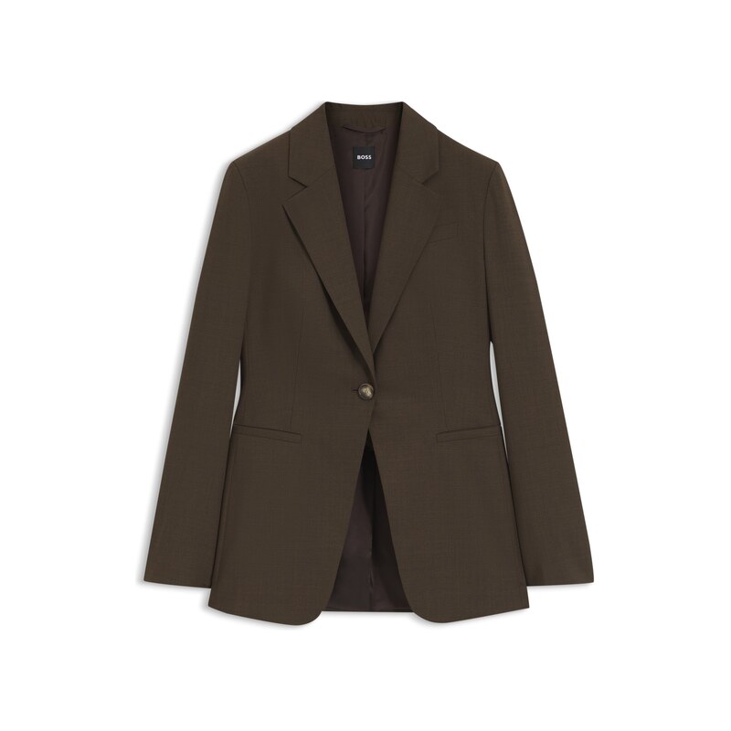 BOSS Single-breasted blazer in melange virgin wool