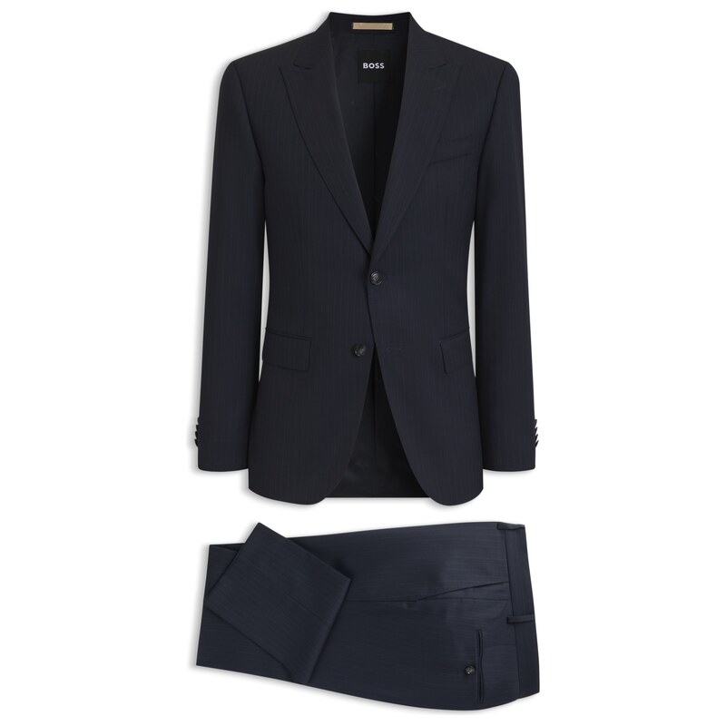 BOSS Slim-fit suit in striped Italian virgin wool