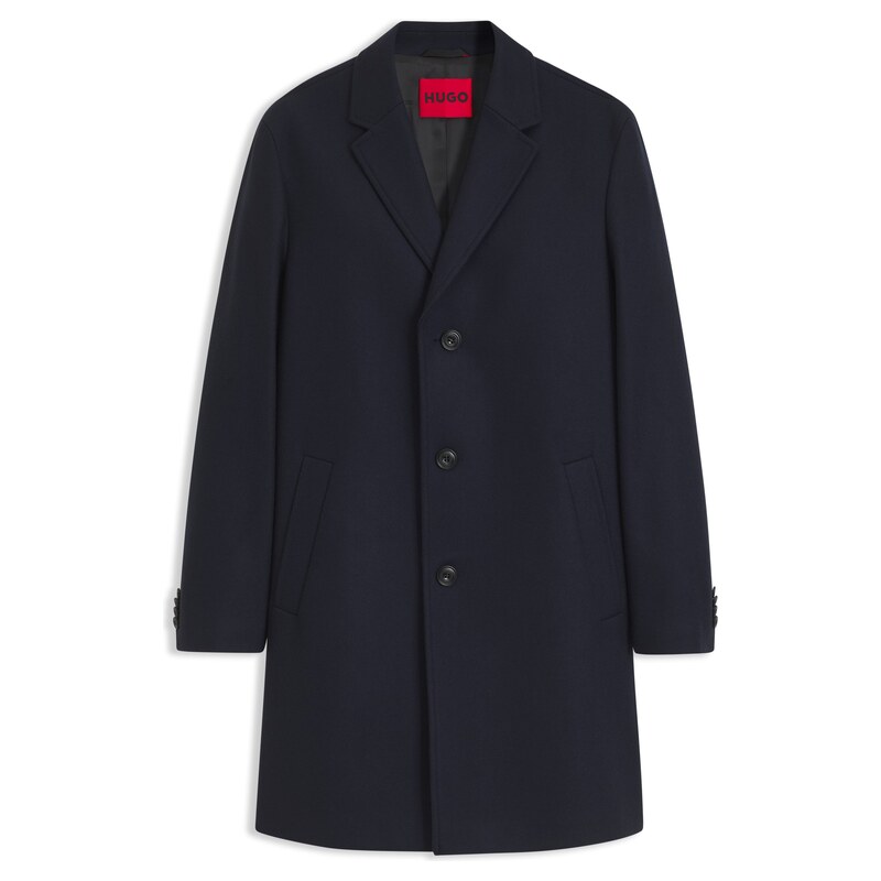 HUGO Buttoned coat in a virgin-wool blend