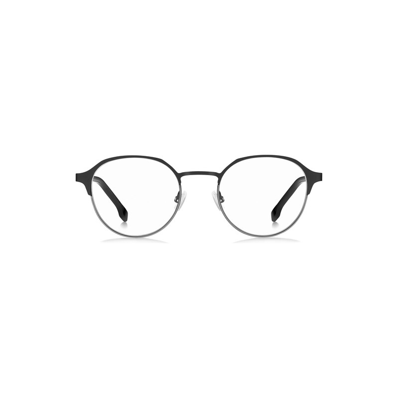 BOSS Round optical frames in black steel with striped hinge