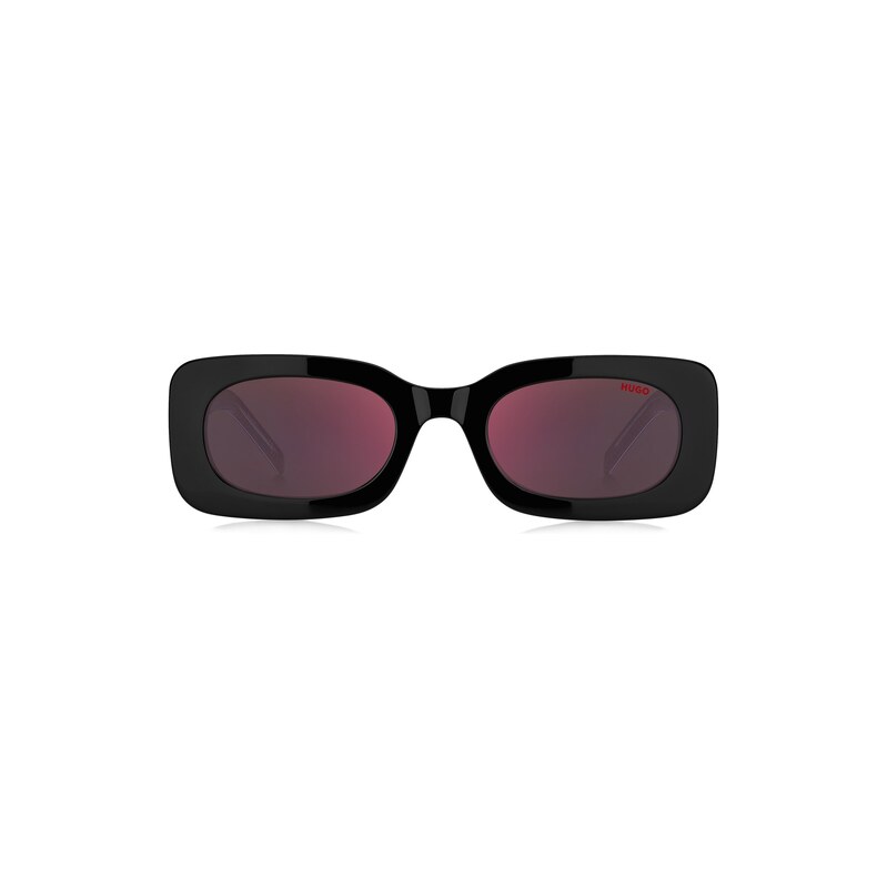 HUGO Red-and-black-acetate sunglasses with detachable slogan
