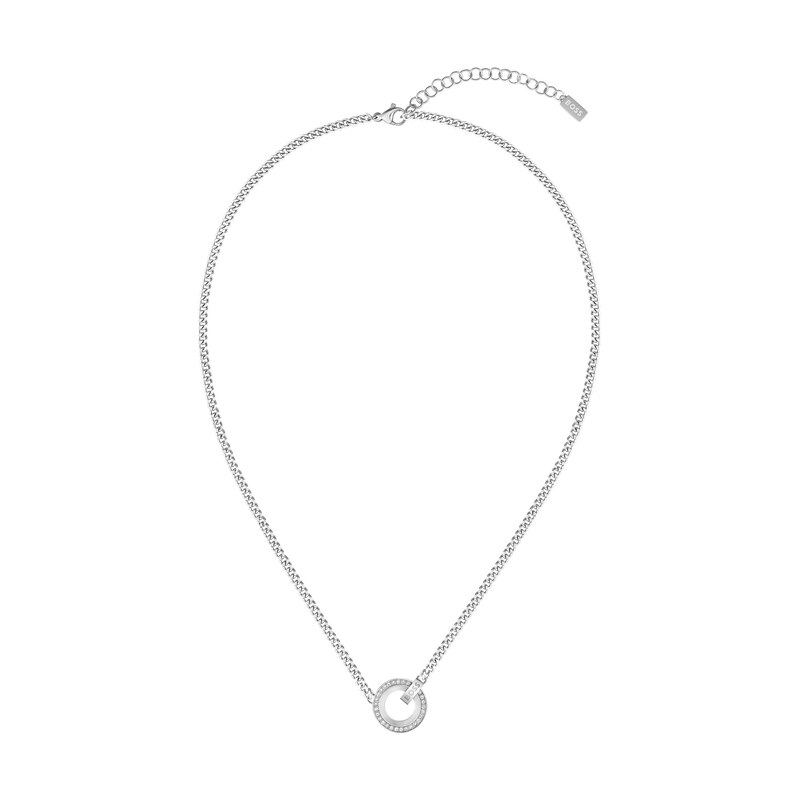 BOSS Chain necklace with crystal ring and branded link