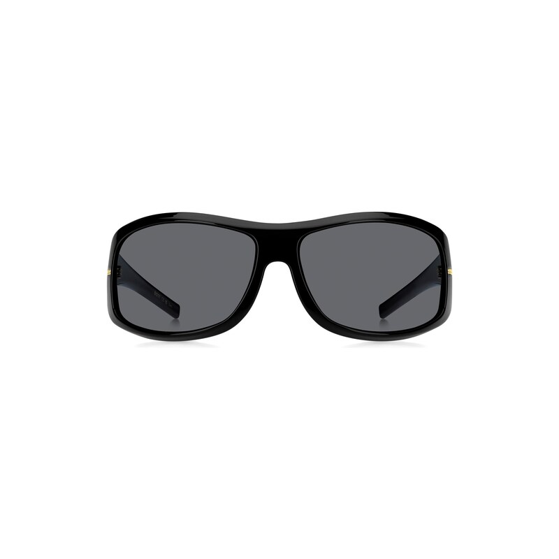 BOSS Mask-style sunglasses in black with gold-tone hardware