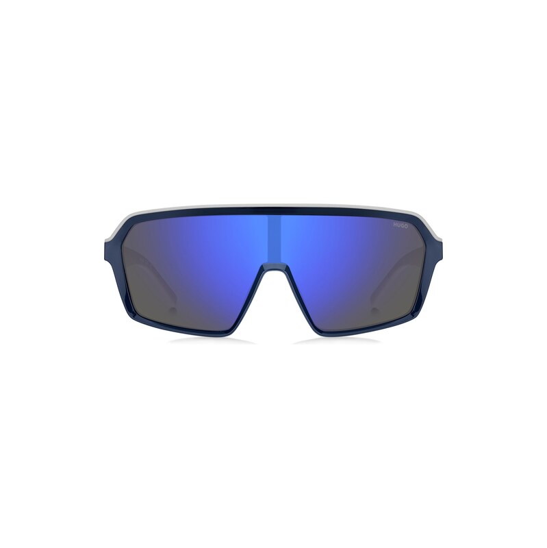 HUGO Mask-style sunglasses with blue shaded lenses