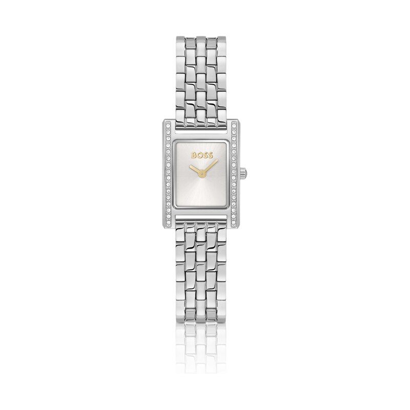 BOSS LUCY PRECIOUS Crystal-embellished silver-tone watch with