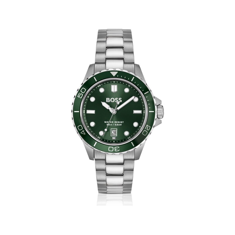 BOSS TROPER SPORT Green-dial watch with steel bracelet