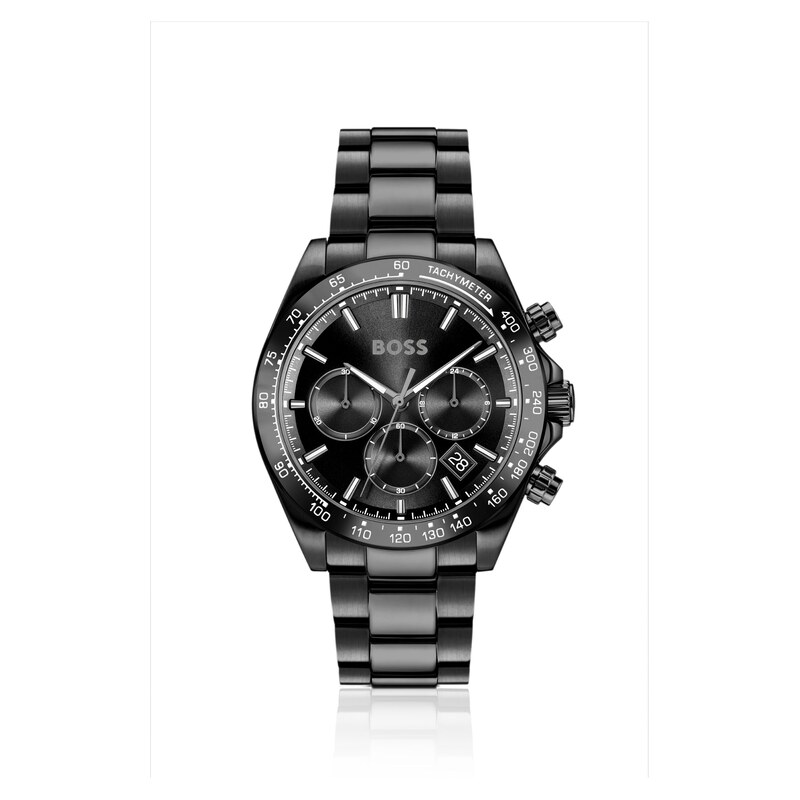 BOSS HERO 2.0 Black-dial chronograph watch with tonal bracelet