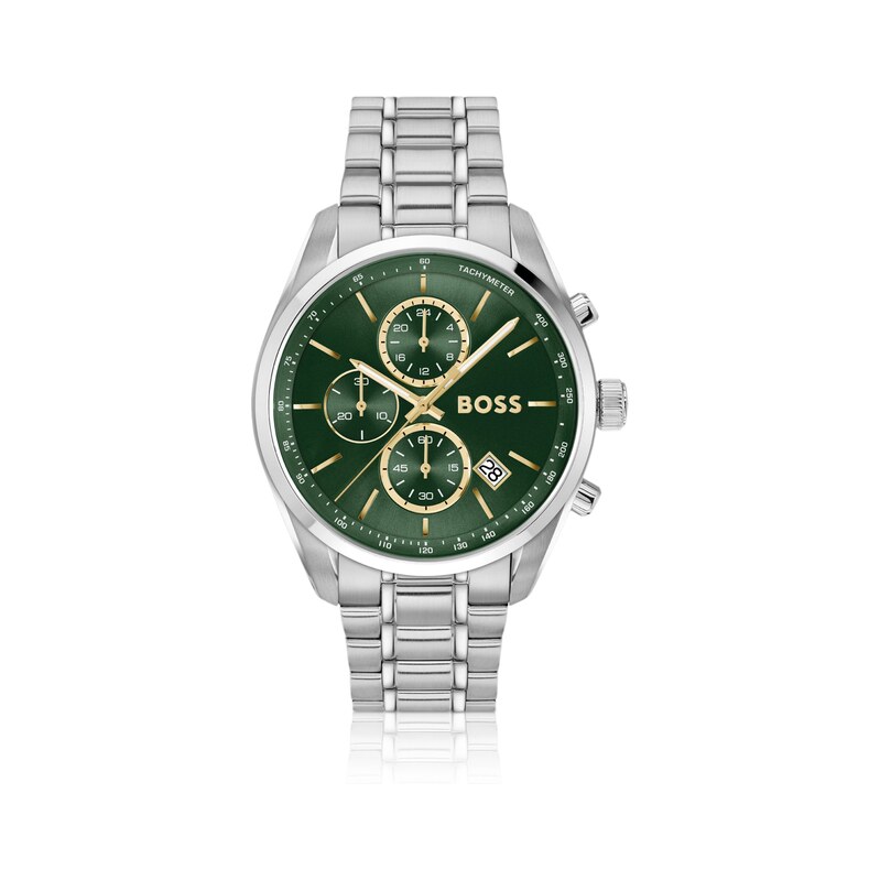 BOSS GRAND PRIX 44 Green-dial watch with steel bracelet
