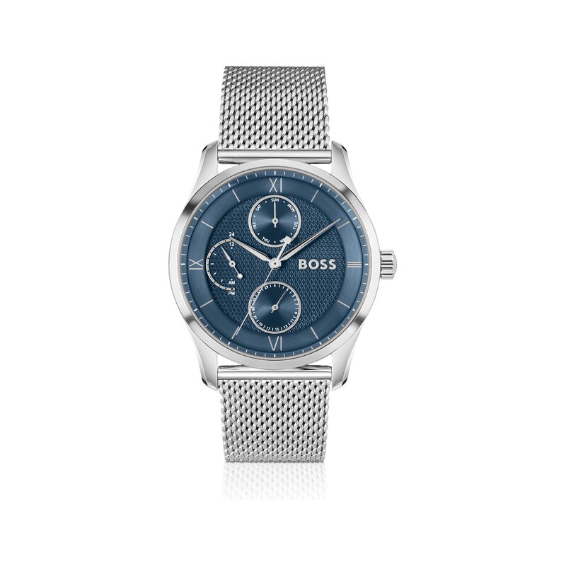 BOSS Blue-dial watch with mesh bracelet