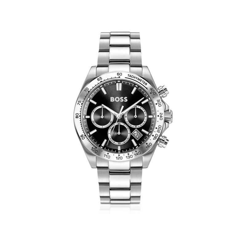 BOSS Hero 2.0 Black-dial chronograph watch with steel bracelet