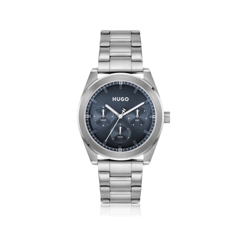 HUGO Blue-dial watch with stainless-steel bracelet