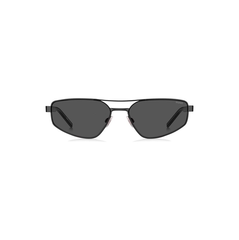HUGO Black-metal sunglasses with cut-out logo