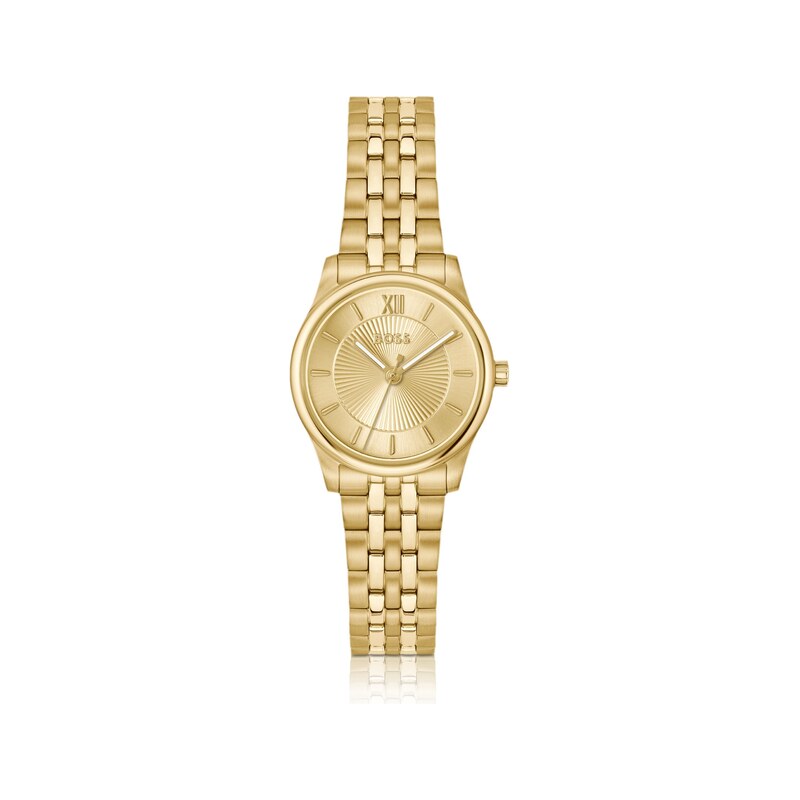 BOSS Graceful gold-tone watch with sunburst-patterned dial
