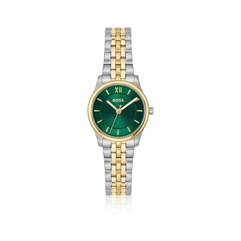 BOSS Graceful two-tone watch with sunburst-patterned dial