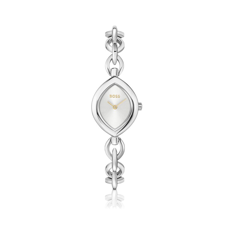 BOSS Fiora contoured watch in silver-tone steel