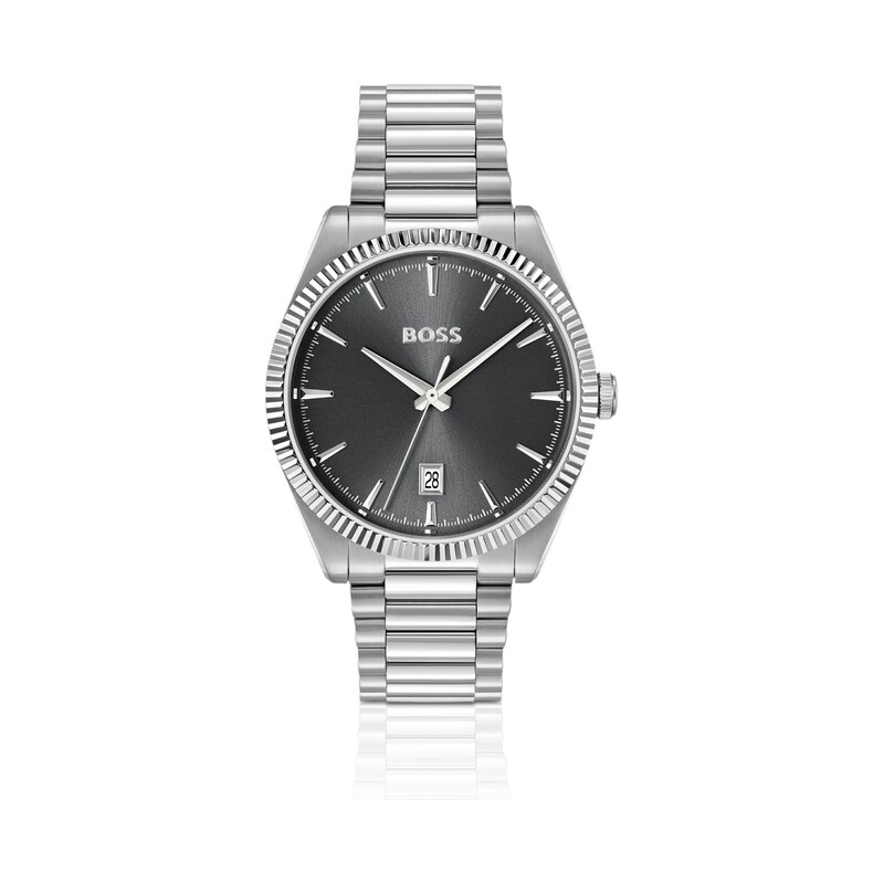 BOSS Cheswick stainless-steel watch with fluted bezel