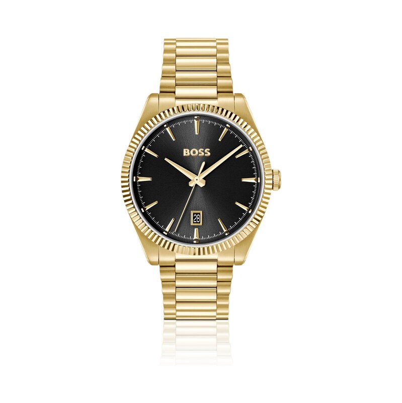 BOSS Cheswick gold-tone watch with fluted bezel