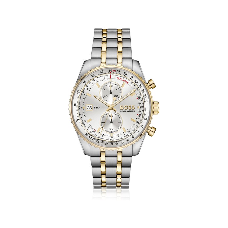 BOSS Skytraveller Pro two-tone watch with sapphire crystal