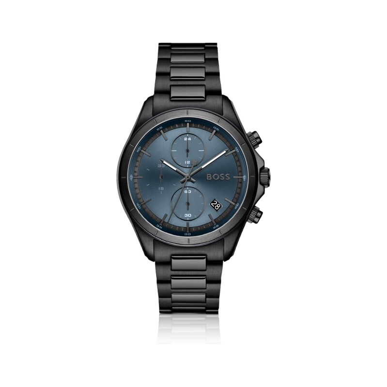 BOSSLETIC black-plated watch with blue dial