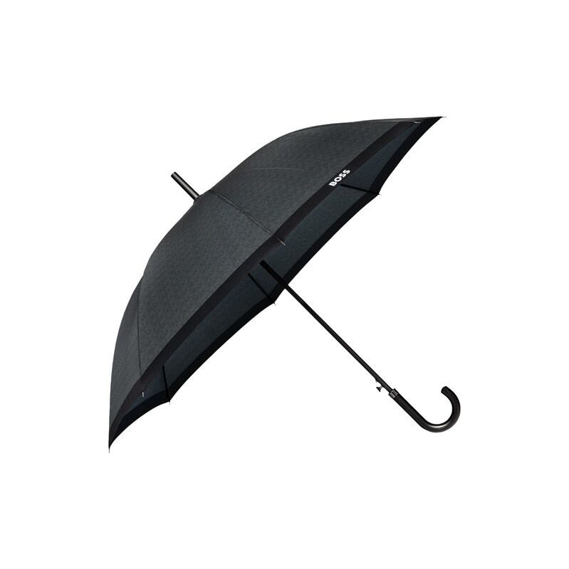 BOSS Dark-grey herringbone city umbrella with faux-leather