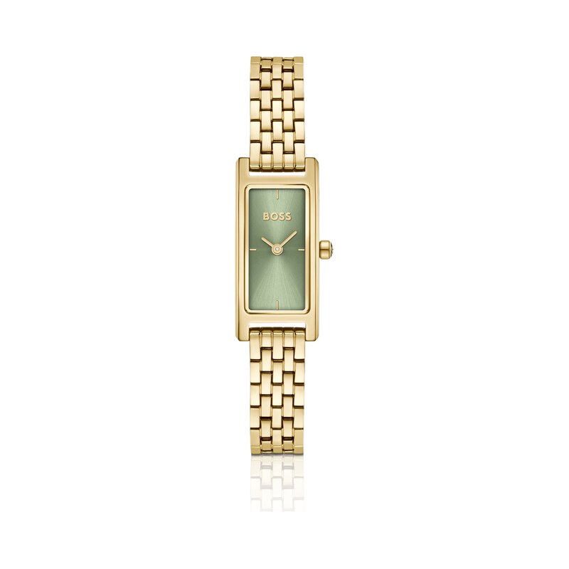 BOSS Lucy Allure green-dial watch with multi-link bracelet