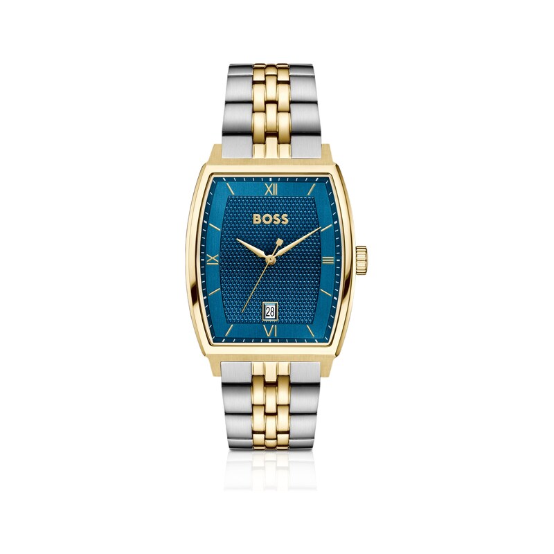 BOSS Principle Ark two-tone watch with blue textured dial