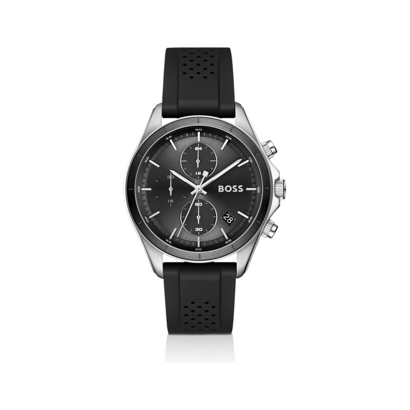 BOSSLETIC stainless-steel watch with perforated silicone strap