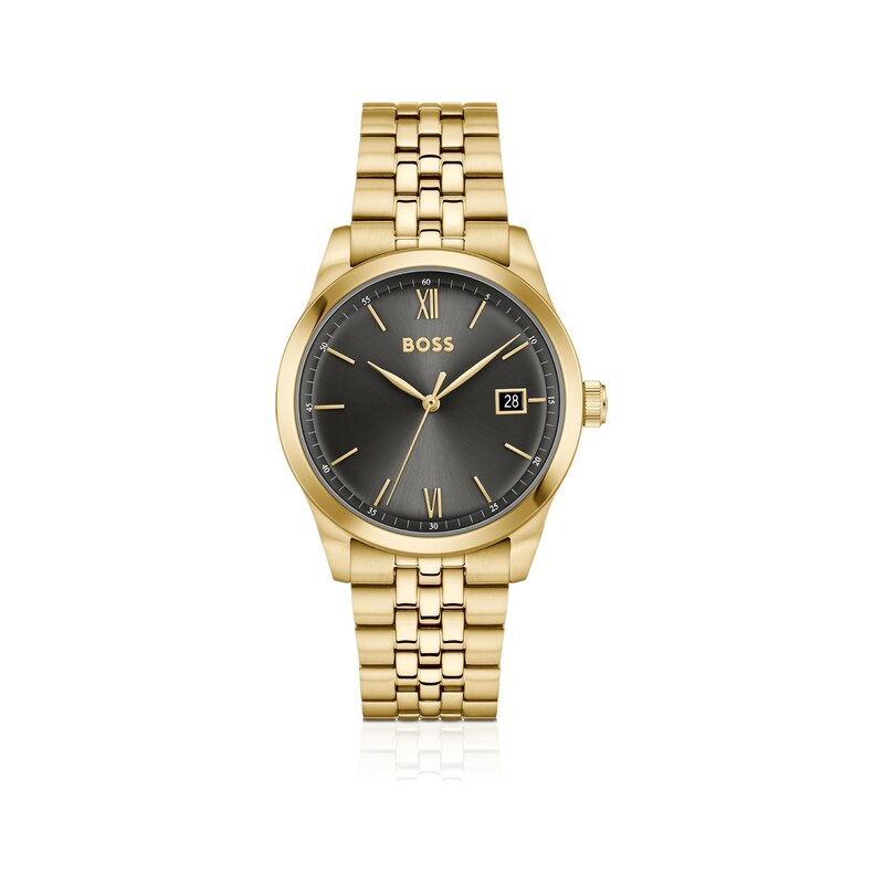 BOSS Langford black-dial watch with five-link bracelet