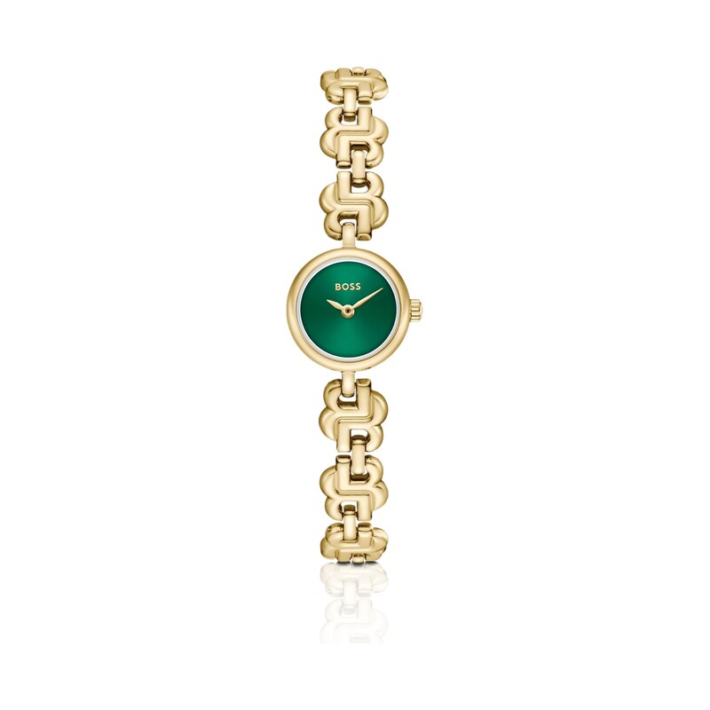 BOSS Double B Dressy green-dial watch with monogram bracelet