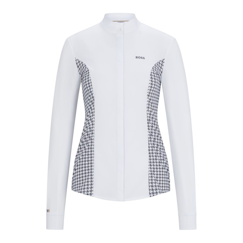 BOSS Equestrian show blouse with houndstooth inserts