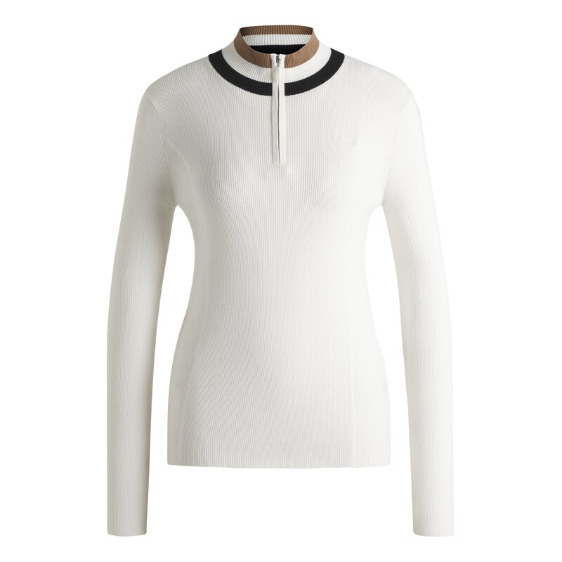 BOSS Equestrian zip-neck sweater with ribbed structure