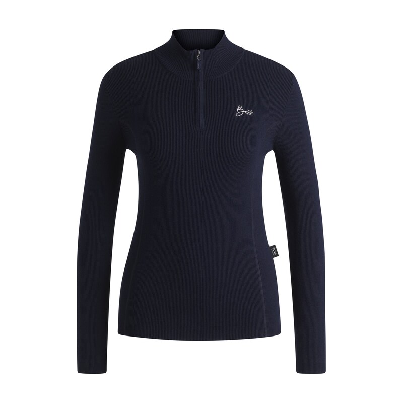 BOSS Equestrian zip-neck sweater with ribbed structure