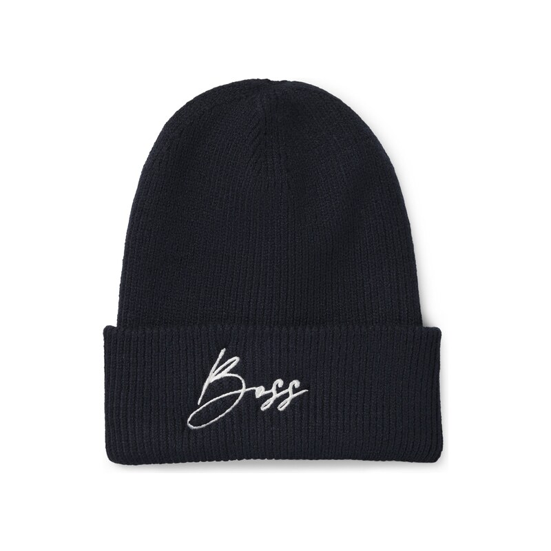 BOSS Equestrian ribbed beanie hat with embroidered logo