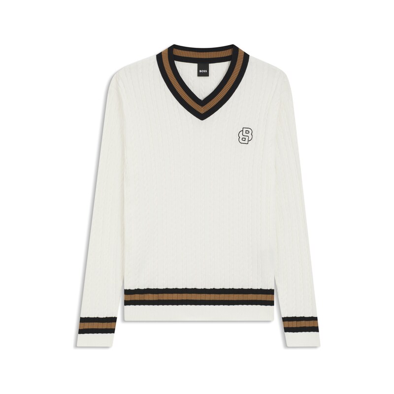 BOSS Equestrian cotton sweater with cable knit