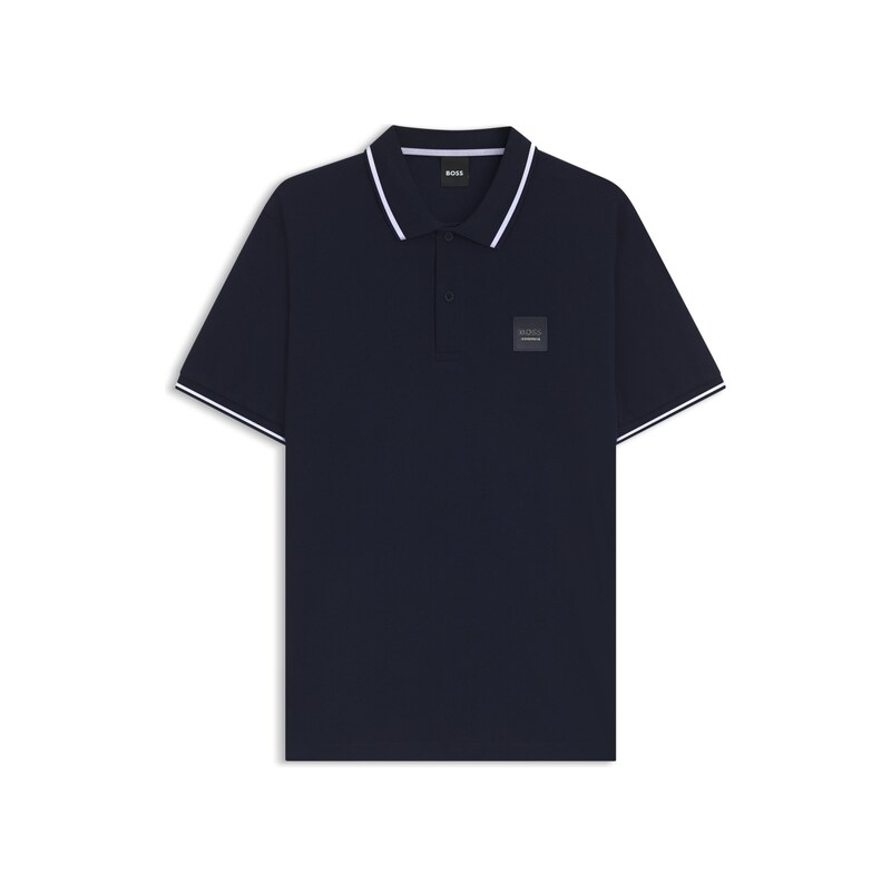 BOSS Equestrian stretch-cotton polo shirt with logo patch