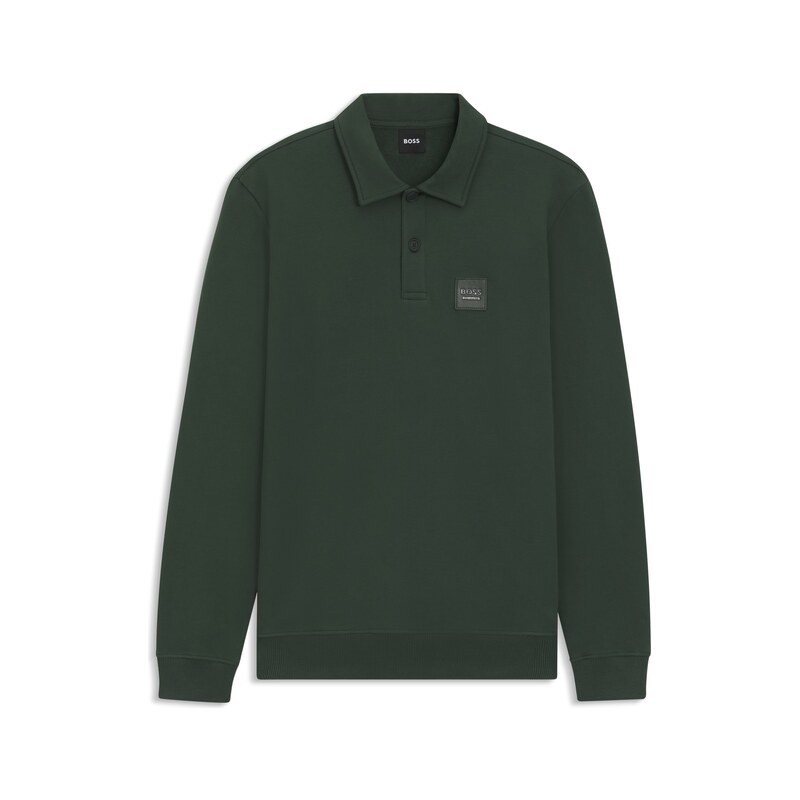 BOSS Equestrian stretch-cotton knit polo with logo patch