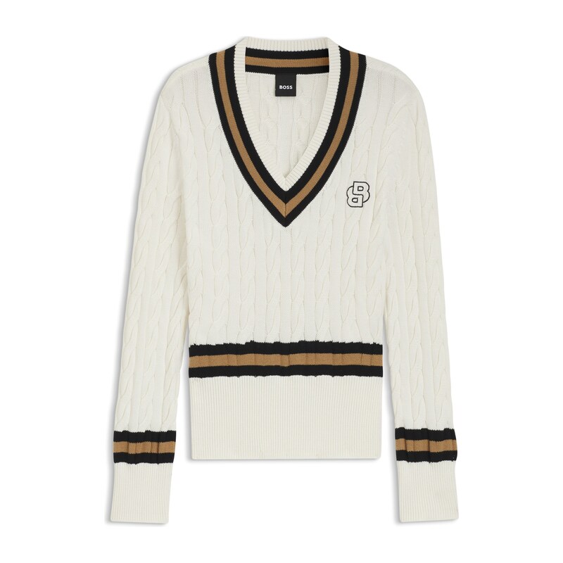 BOSS Equestrian cotton sweater with cable-knit structure
