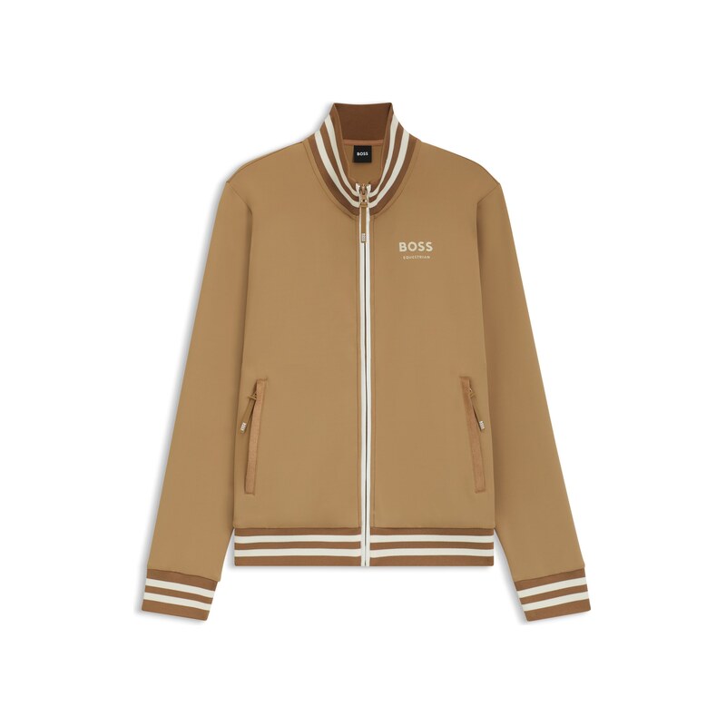 BOSS Equestrian zip cardigan with stripe trims