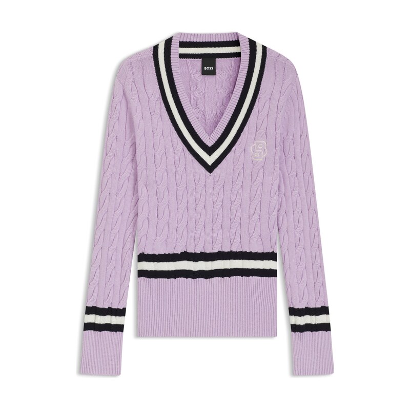BOSS Equestrian cotton sweater with cable-knit structure