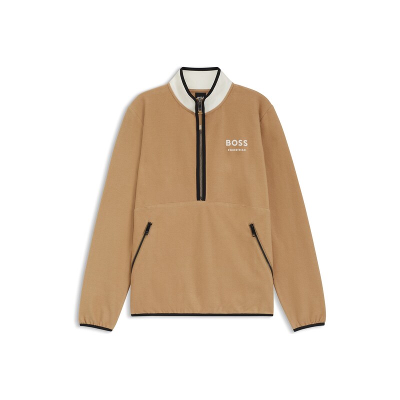 BOSS Equestrian stretch-cotton sweatshirt with quarter zip