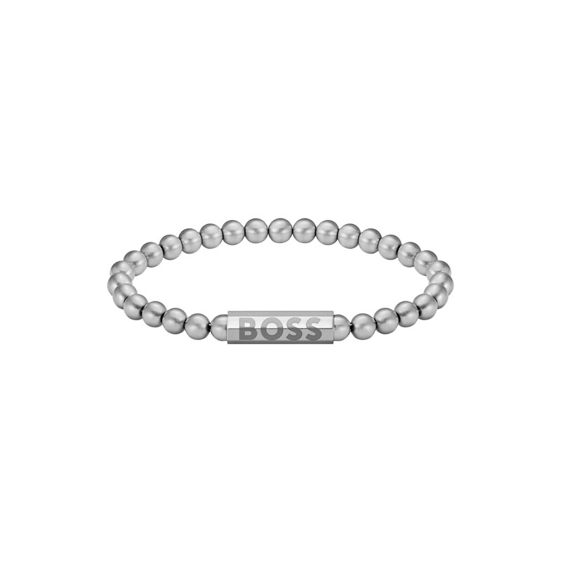 BOSS Silver-tone cuff with logo closure