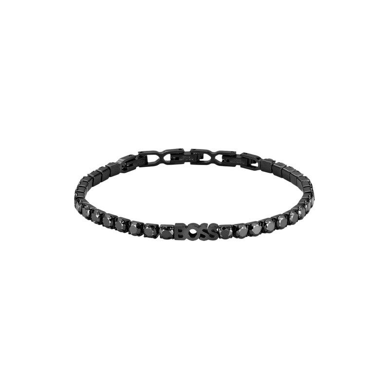 BOSS Chain tennis bracelet with black crystals