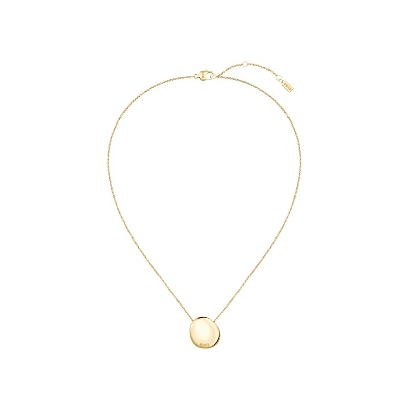 BOSS Gold-tone necklace with pebble-style pendant