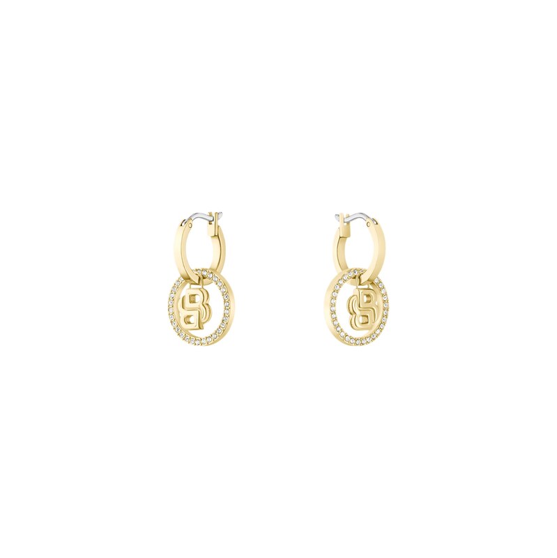 BOSS Gold-tone earrings with Double B monogram charm