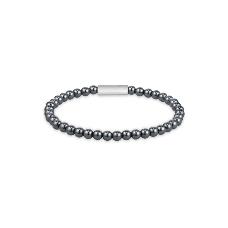 BOSS Hematite-bead cuff with logo closure