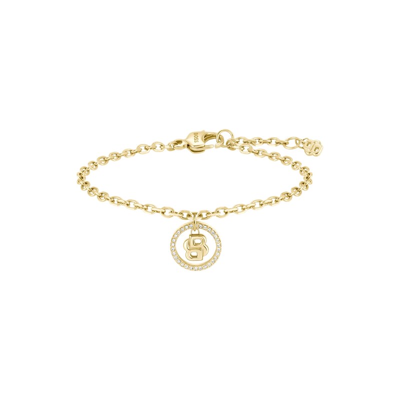 BOSS Gold-tone bracelet with Double B monogram charm