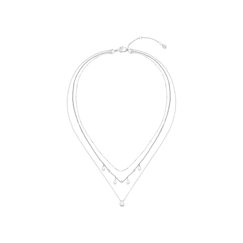 BOSS Three-layer silver-tone necklace with droplet charms