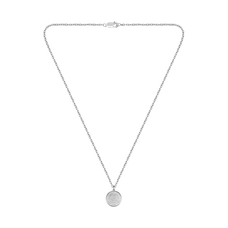 BOSS Silver-tone necklace with Double B monogram medallion