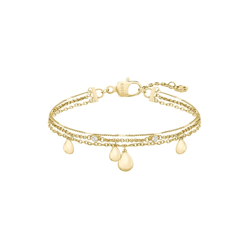 BOSS Three-layer gold-tone bracelet with droplet charms