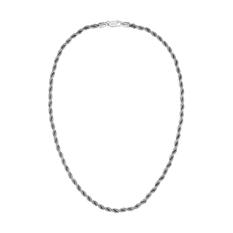 BOSS Silver-tone necklace with rope-style chain